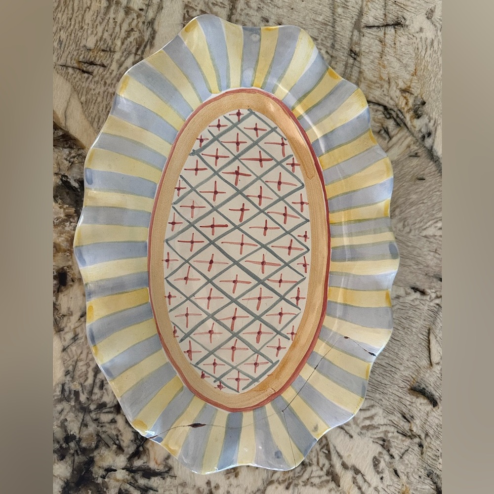 MacKenzie Childs Scalloped Serving Dish - Picture 1 of 3